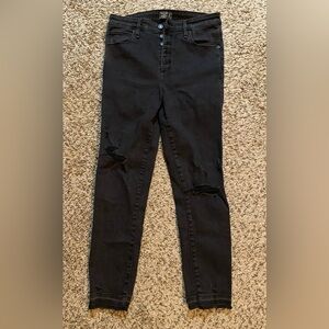 Abercrombie & Fitch Black High Rise Skinny Jeans with Distressed Knees